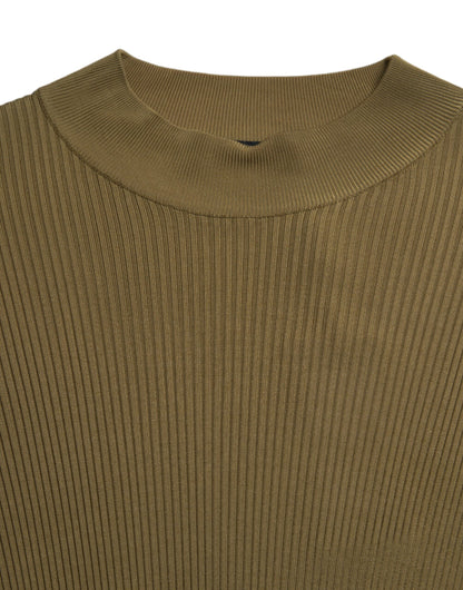 Army Green Viscose Crew Neck Sweater