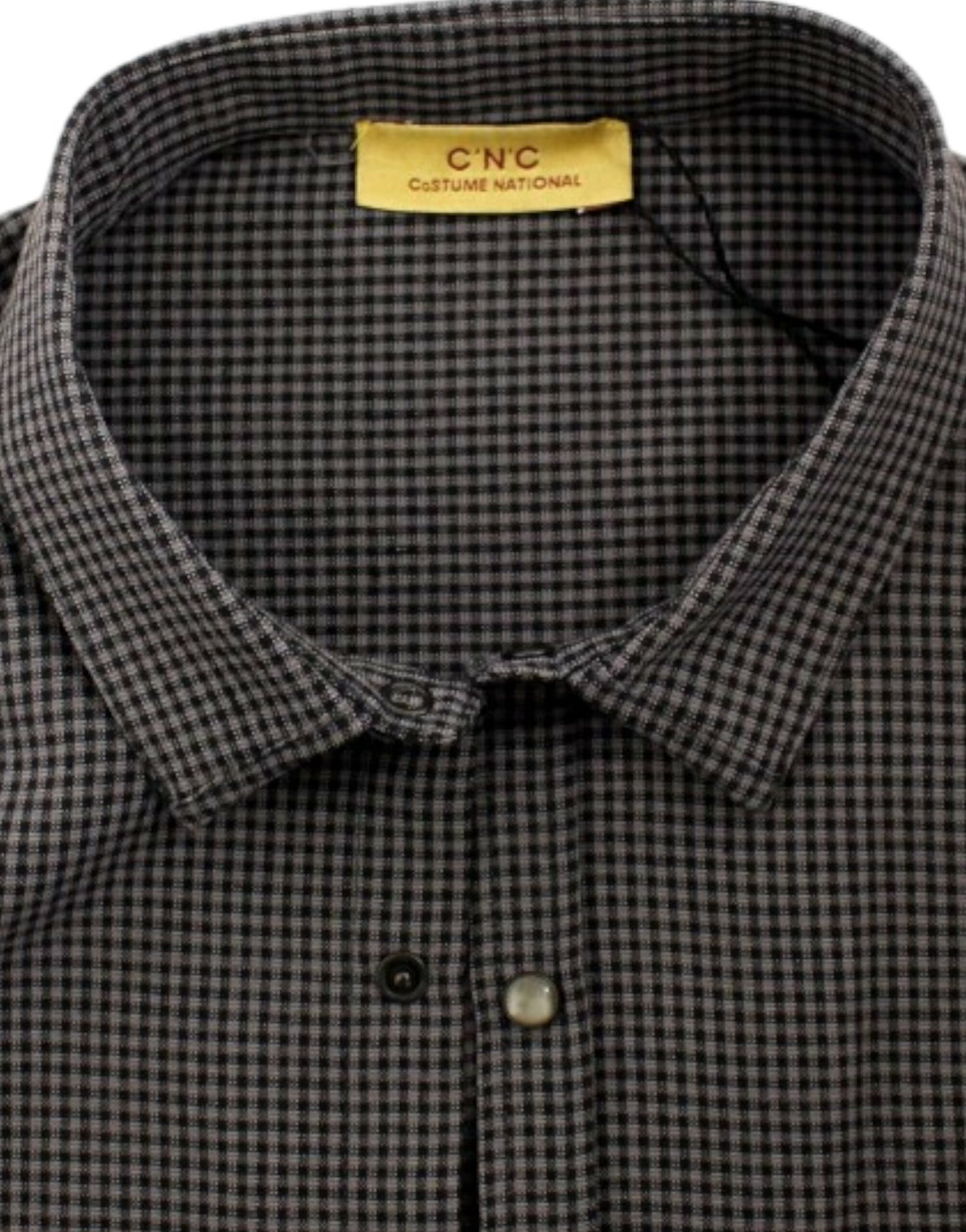 Camisa elegante informal de mezcla de lino a cuadros en gris