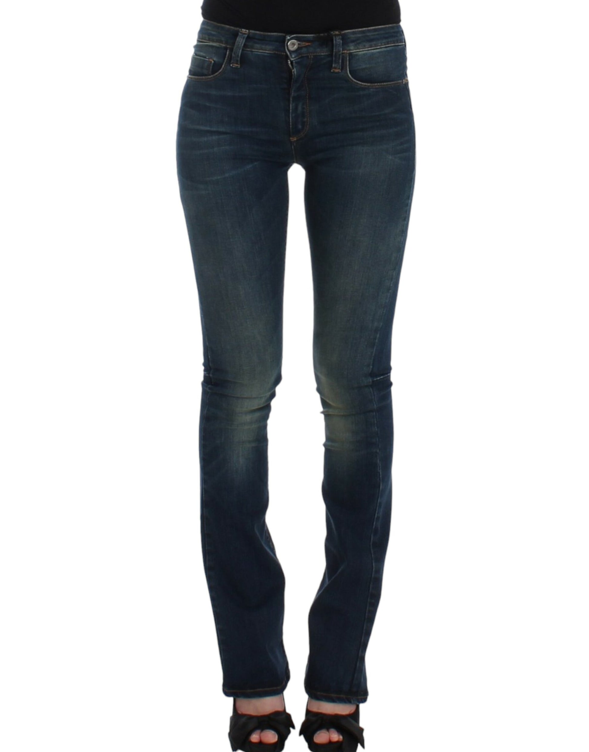 Chic Blue Straight Leg Designer Jeans