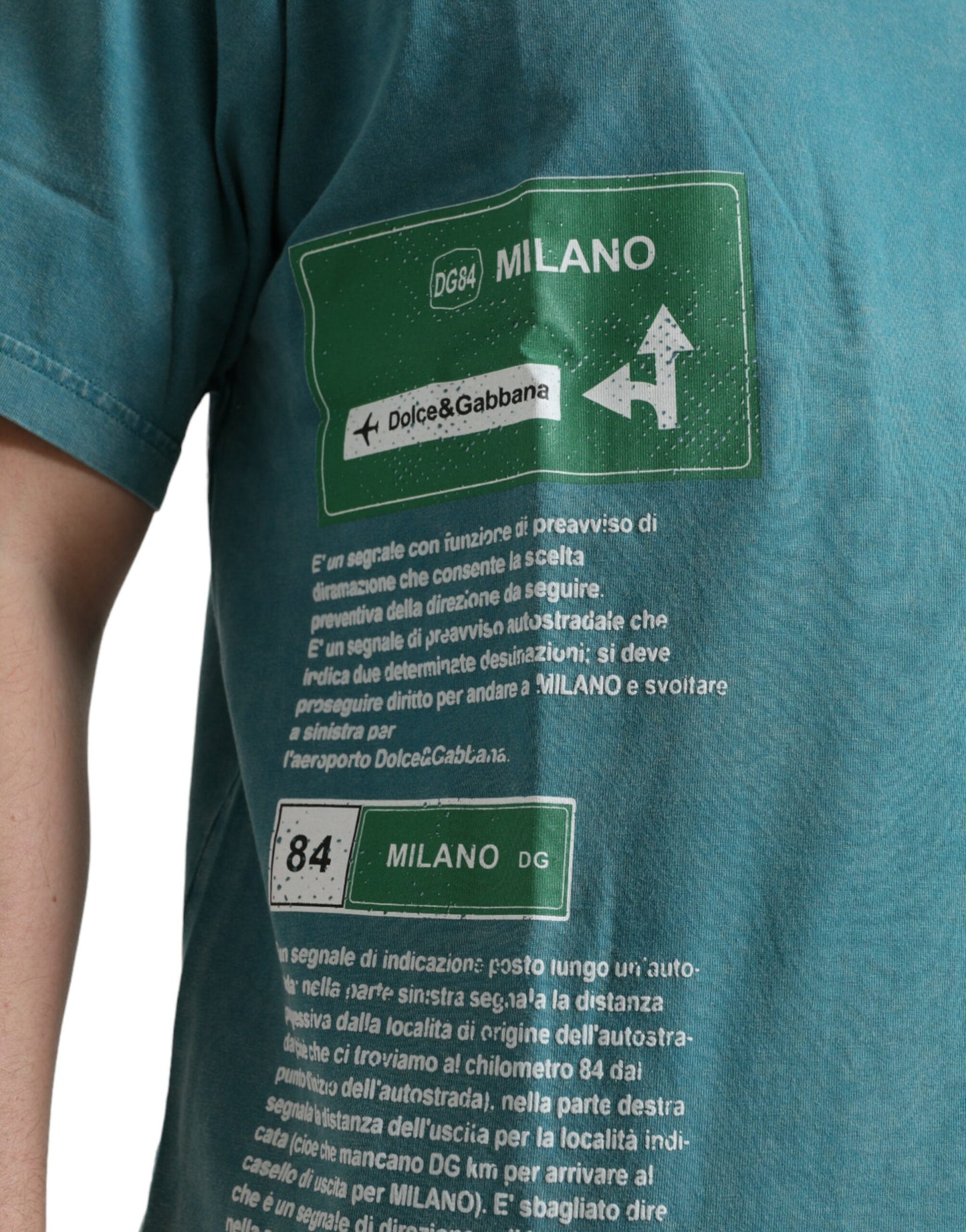 Camiseta de algodón elegante con motivo Milano en azul