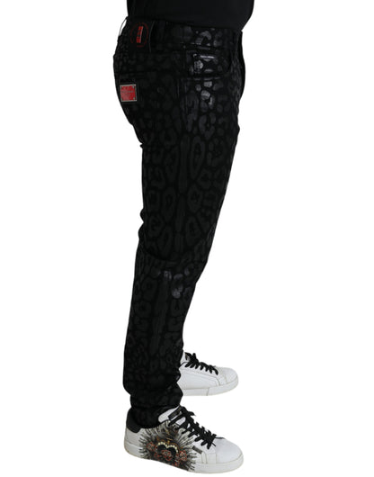 Exquisite Slim-Fit-Jeans in Schwarz mit Muster