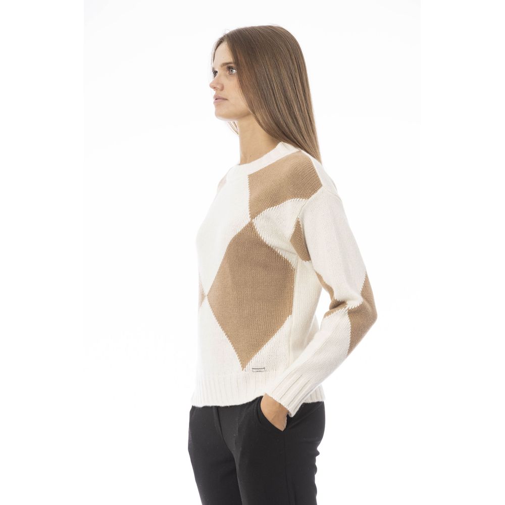 Beiger Wollpullover für Damen