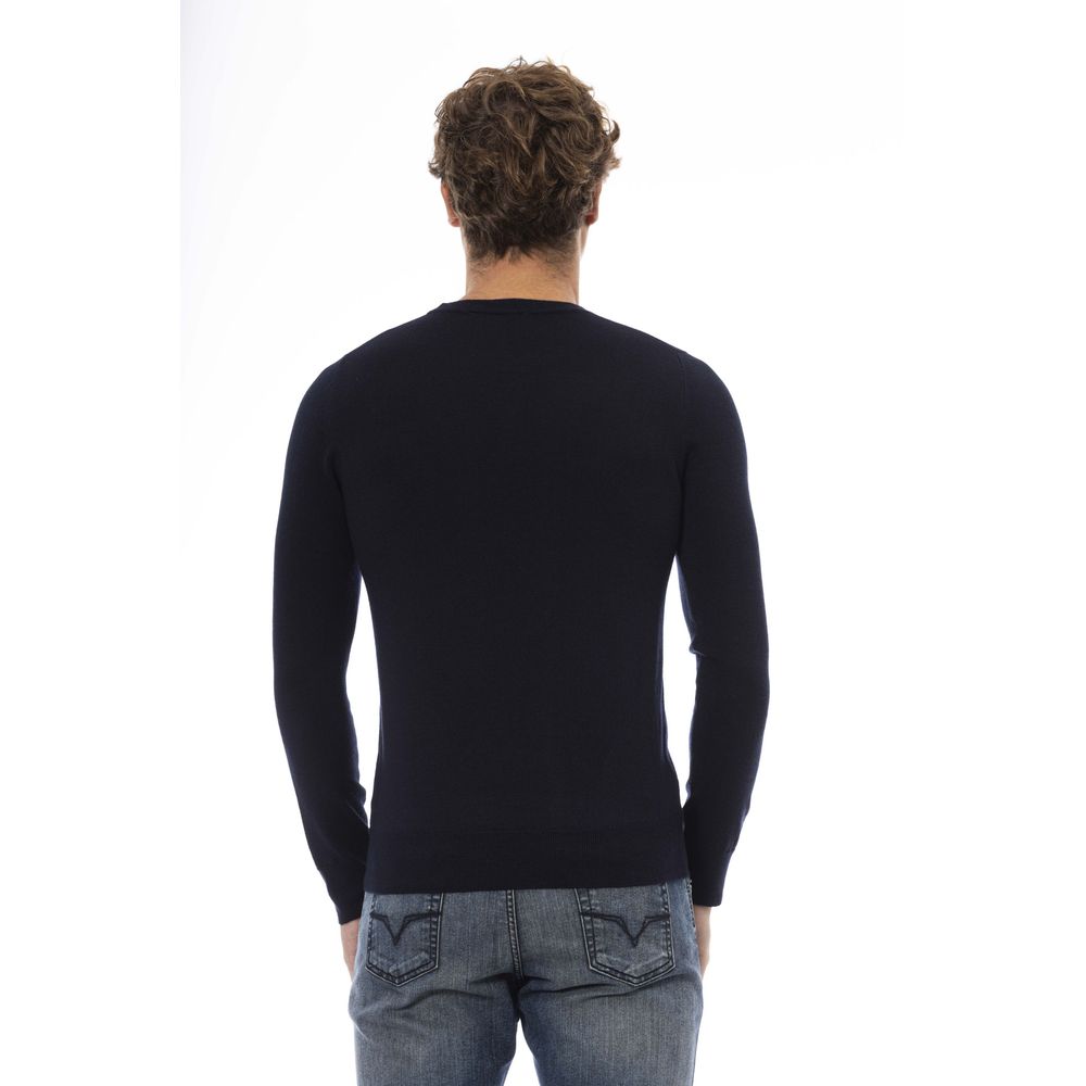 Blauer Wollpullover für Herren