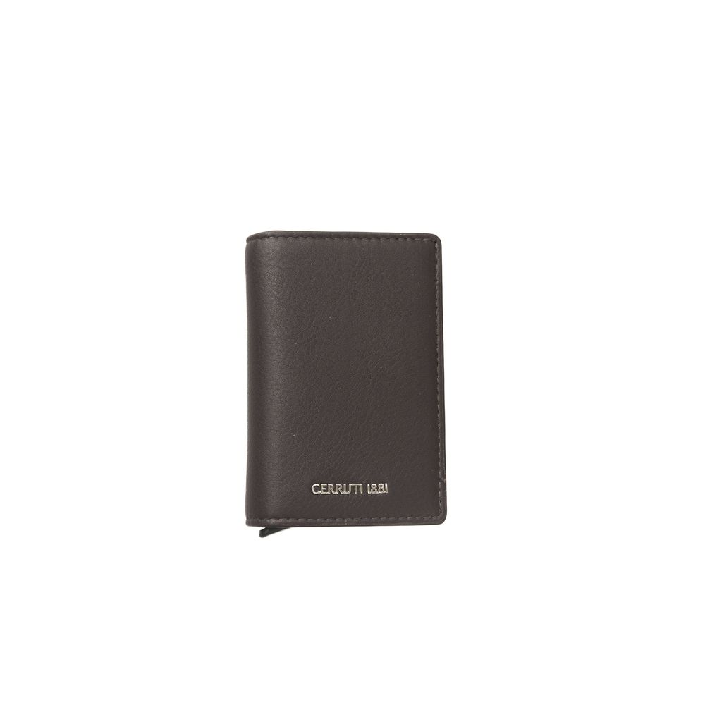 Cartera de piel de becerro marrón para hombre