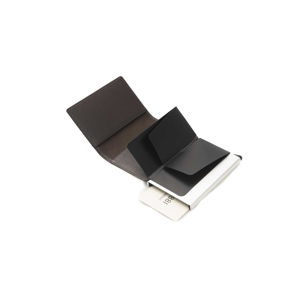 Cartera de piel de becerro marrón para hombre