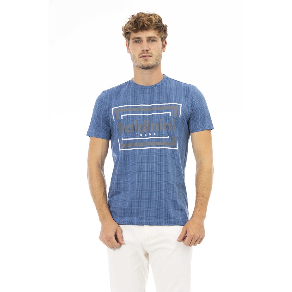 Camiseta de algodón azul para hombre