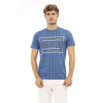Camiseta de algodón azul para hombre