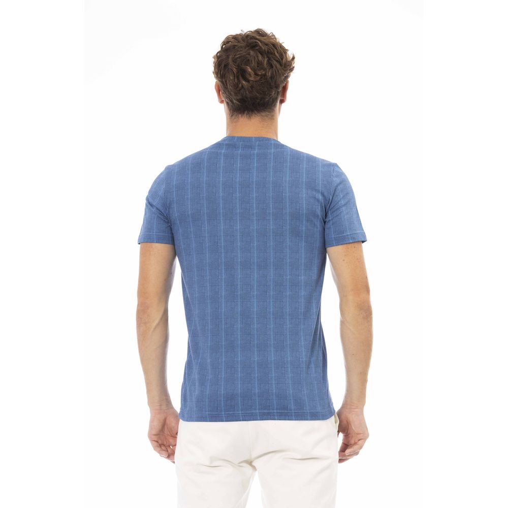 Camiseta de algodón azul para hombre