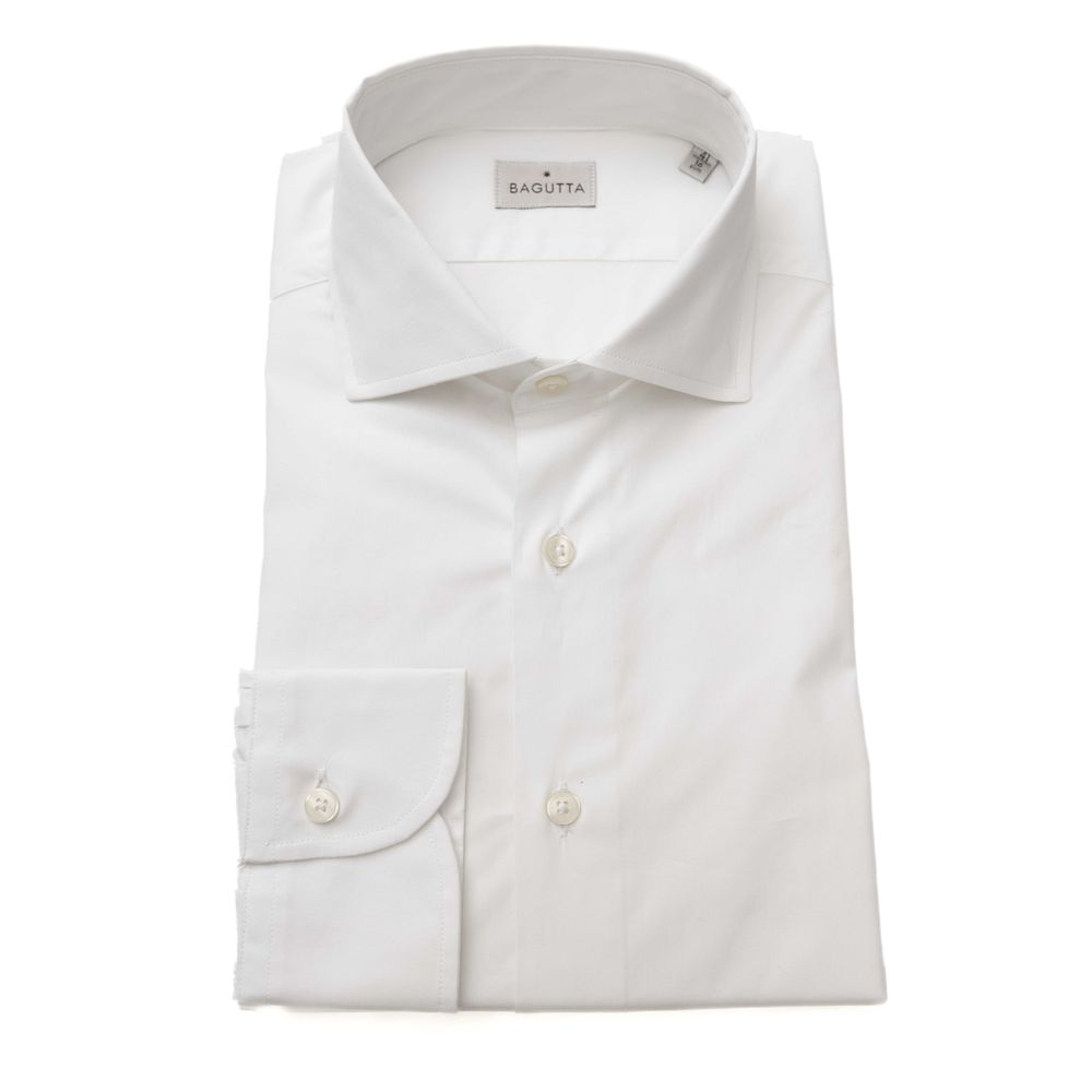 Camisa ajustada de algodón blanca para hombre