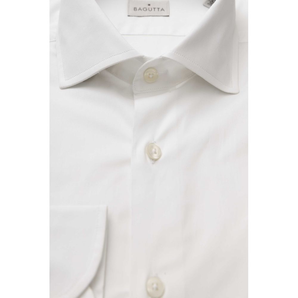 Camisa ajustada de algodón blanca para hombre