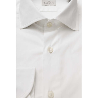 Camisa ajustada de algodón blanca para hombre