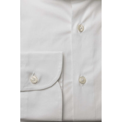 Camisa ajustada de algodón blanca para hombre