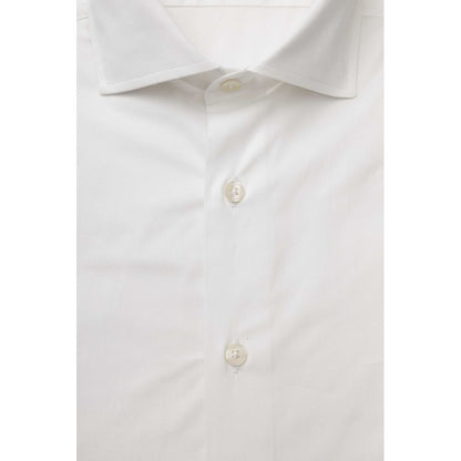 Camisa ajustada de algodón blanca para hombre