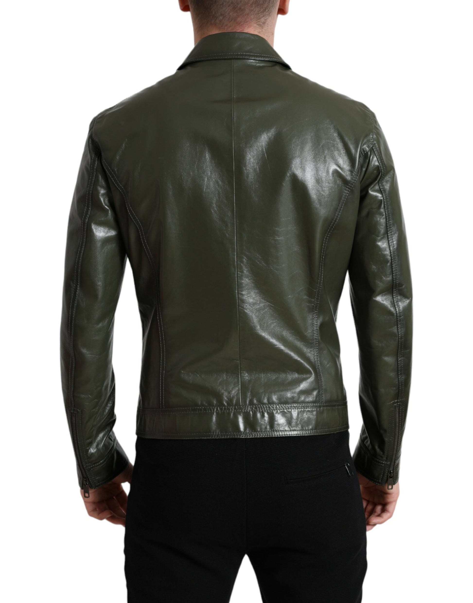 Smaragdgrüne Elegance-Bikerjacke aus Leder