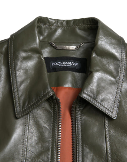 Smaragdgrüne Elegance-Bikerjacke aus Leder