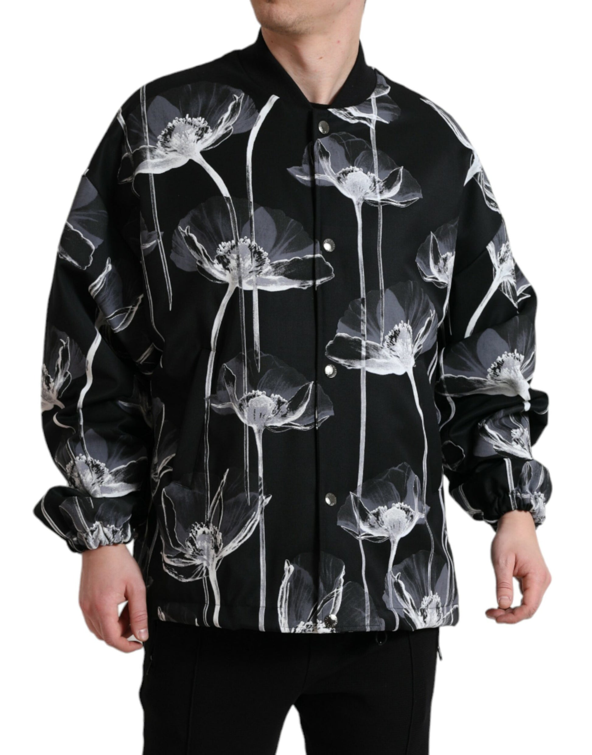 Elegante chaqueta bomber con estampado floral