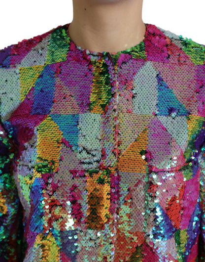 Chaqueta larga con lentejuelas multicolor