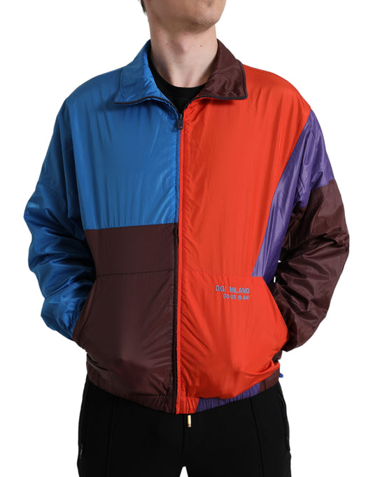 Multicolor Techno Fabric Windbreaker Jacket