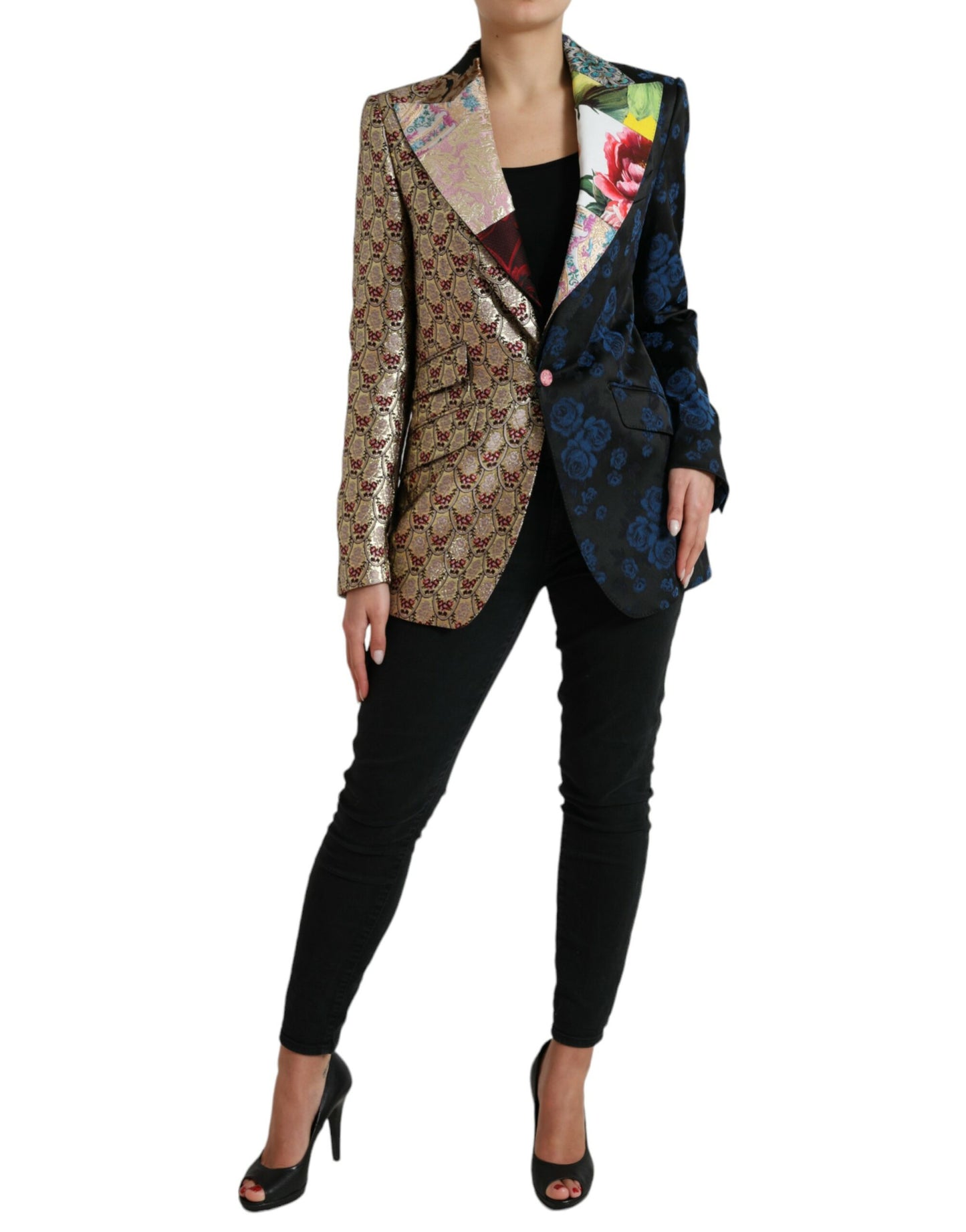 Eleganter mehrfarbiger Patchwork-Blazer