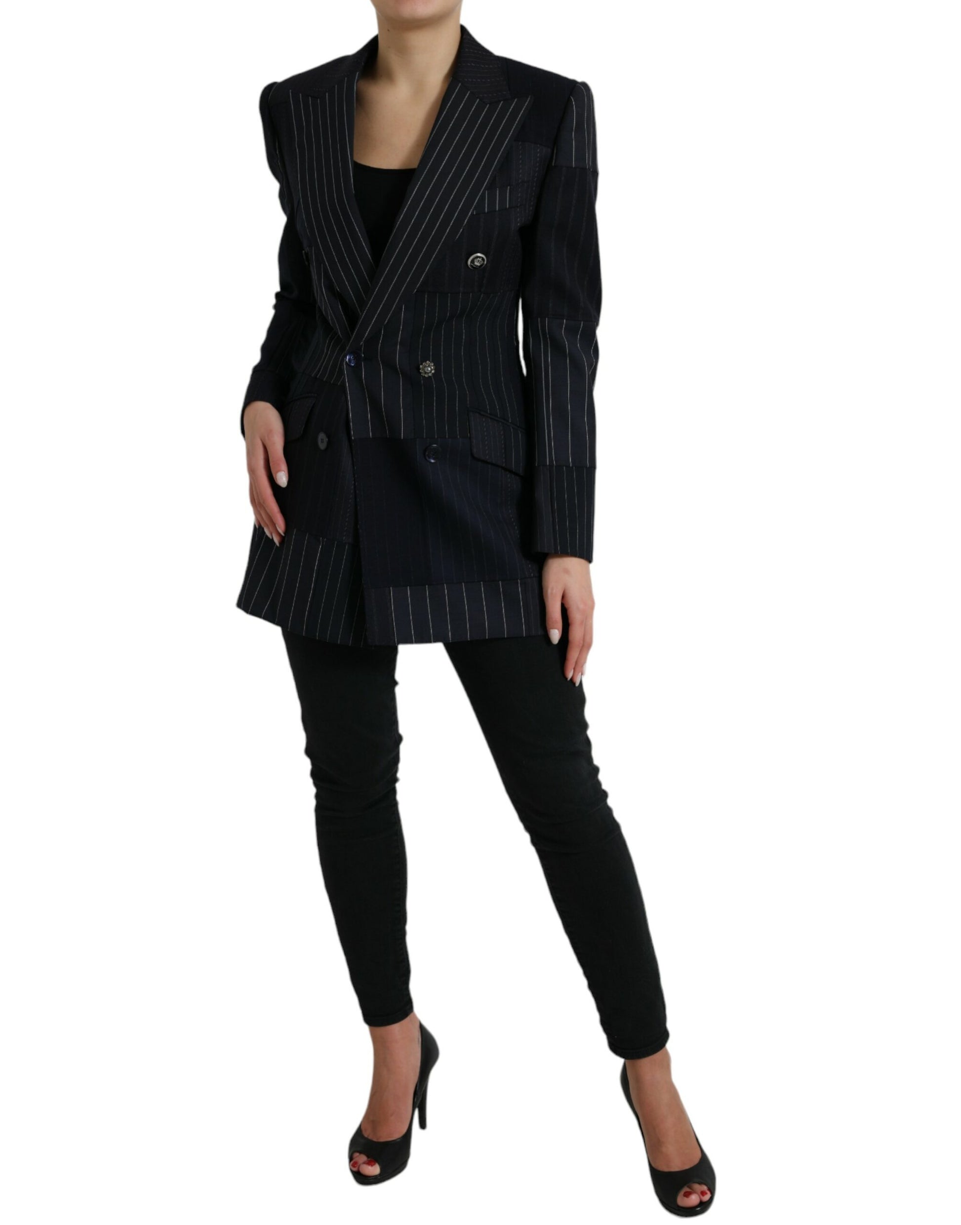 Eleganter gestreifter Blazer aus Schurwolle