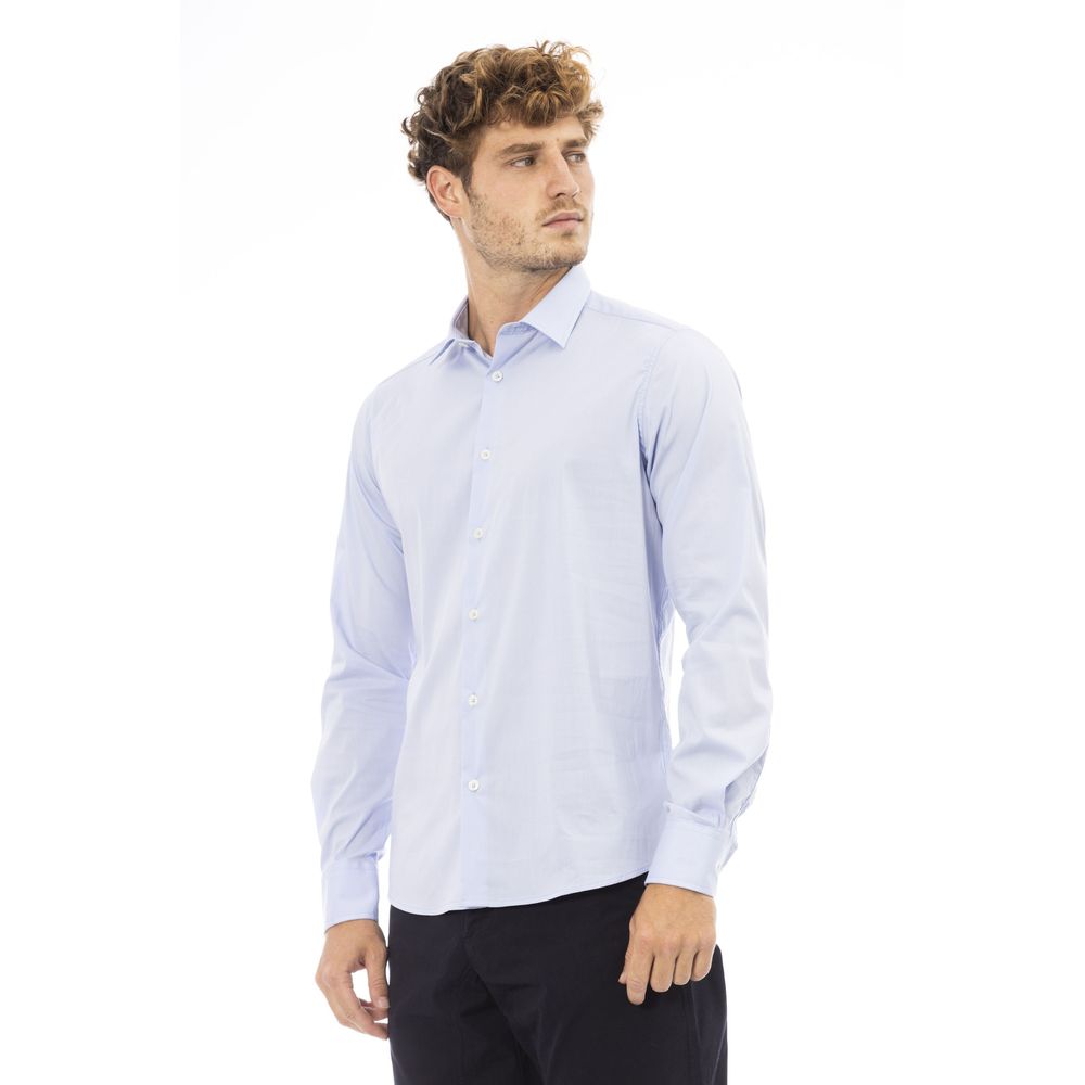 Camisa de algodón azul claro para hombre