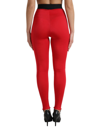 Leggings elegantes de cintura alta en color rojo