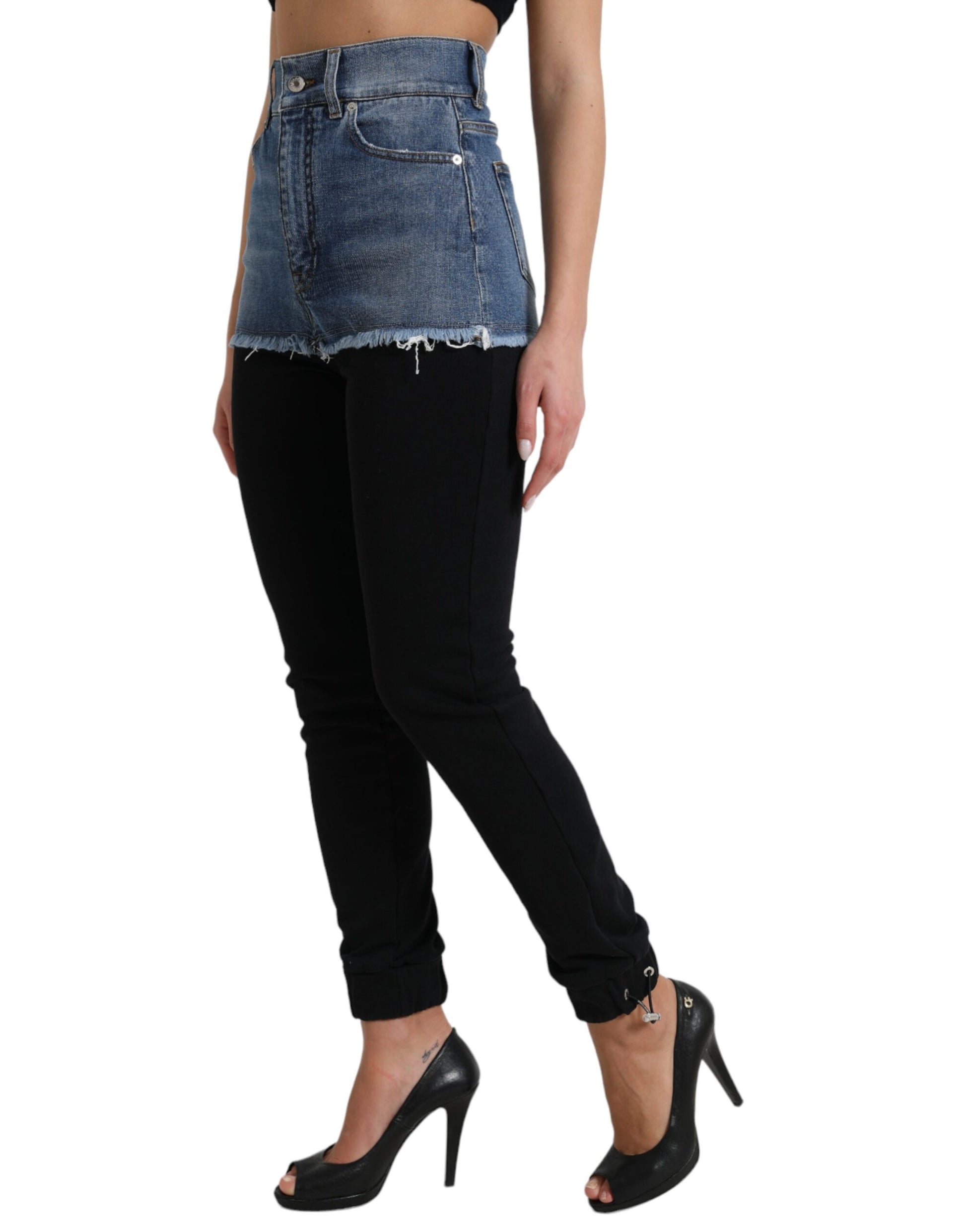 Schicke High Waist Skinny Pants mit Jeansshorts