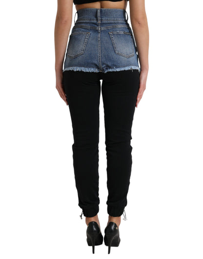 Schicke High Waist Skinny Pants mit Jeansshorts