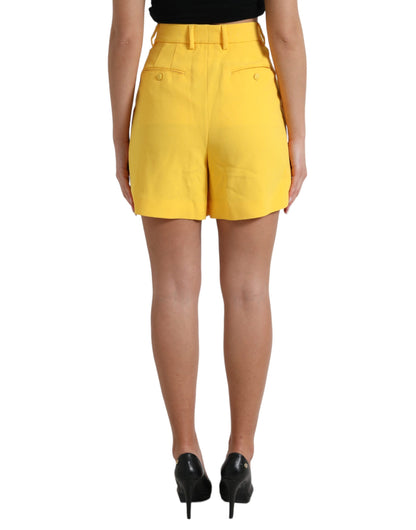 Elegant High Waist Bermuda Shorts in Sunny Yellow