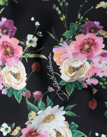 Hose mit weitem Bein und hoher Taille im Blumenmuster