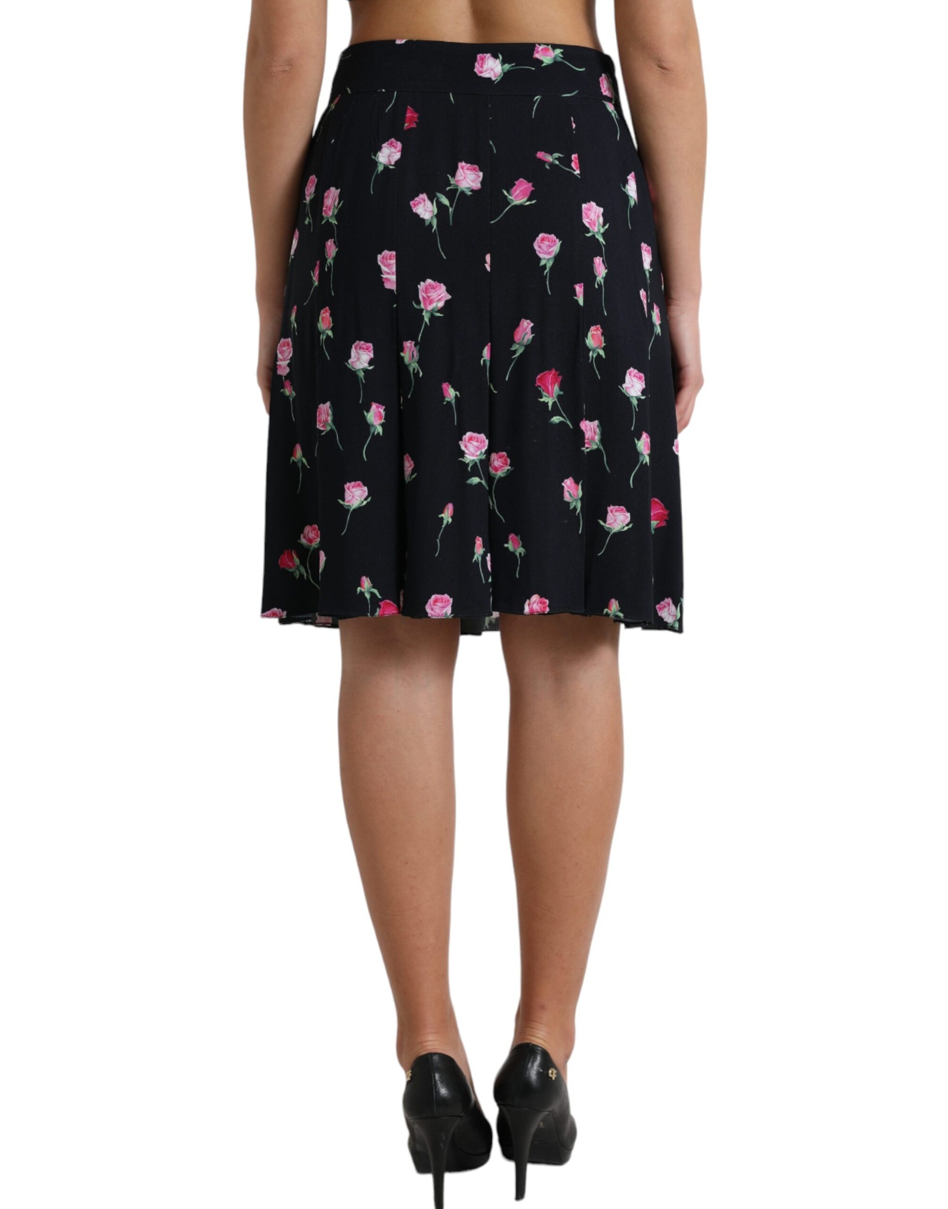 Falda elegante hasta la rodilla con diseño floral en forma de A