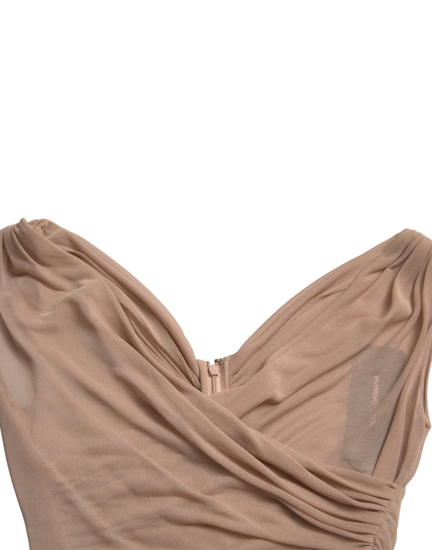 Elegante top sin mangas con escote en V en color beige