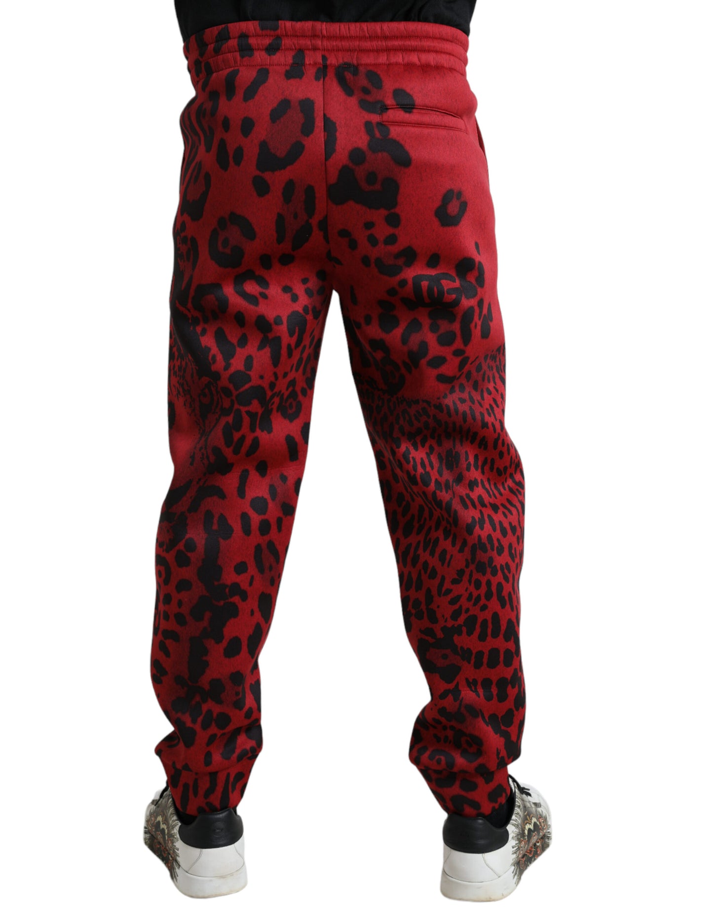 Elegante Jogginghose mit Leopardenmuster in Rot und Schwarz