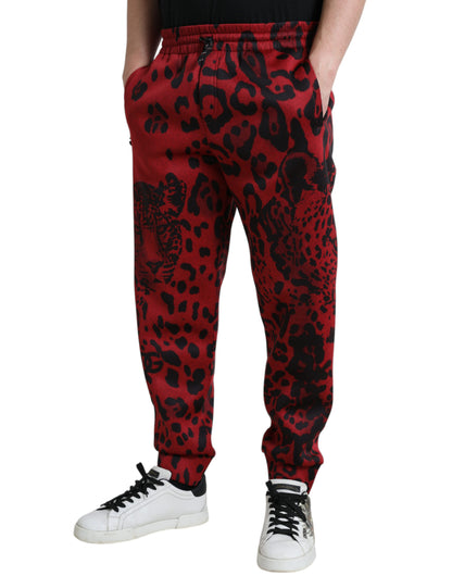 Elegante Jogginghose mit Leopardenmuster in Rot und Schwarz