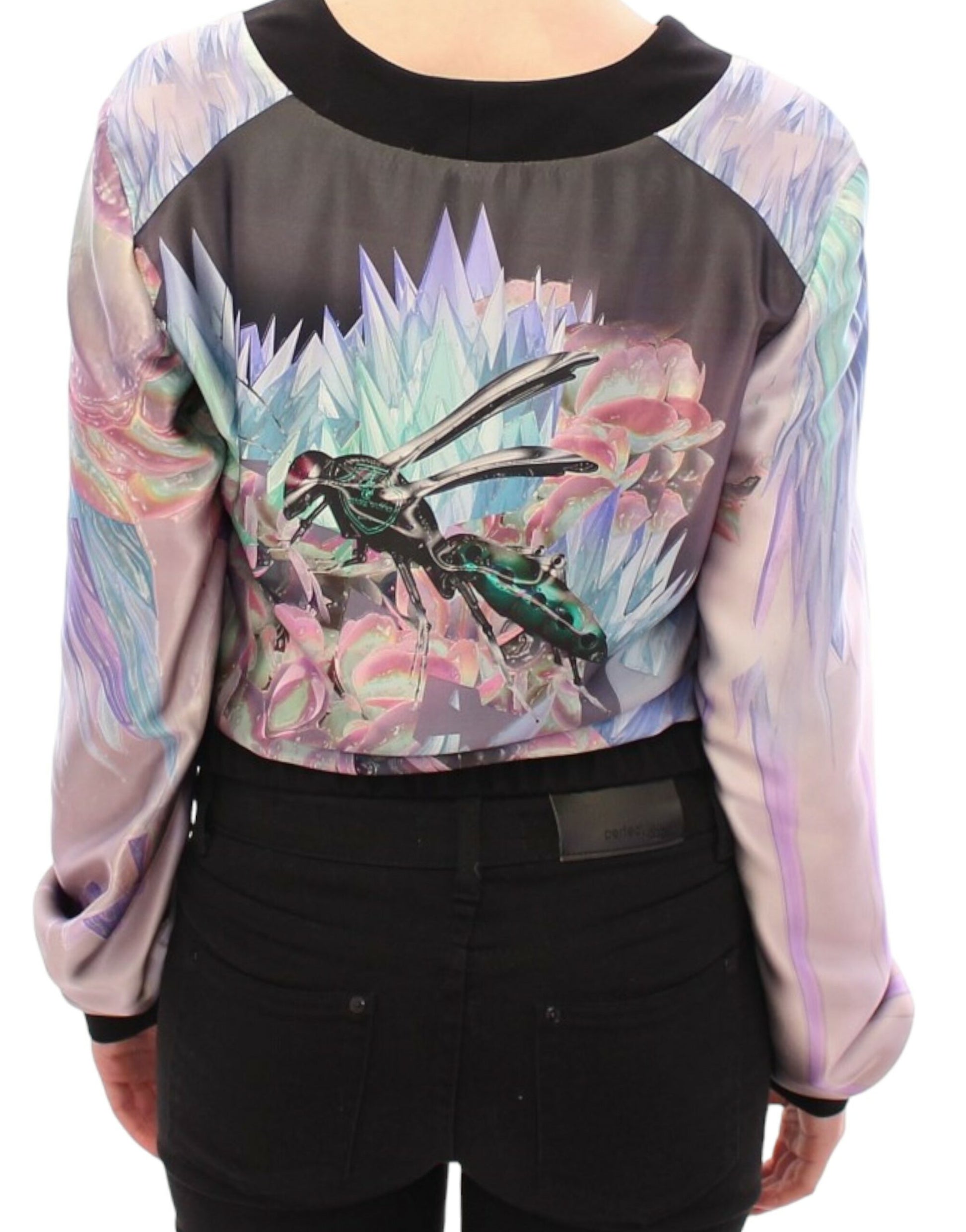 Chaqueta tipo blusa de seda multicolor