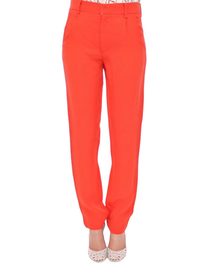 Pantalones boyfriend elegantes de color naranja - Elaborados en Italia