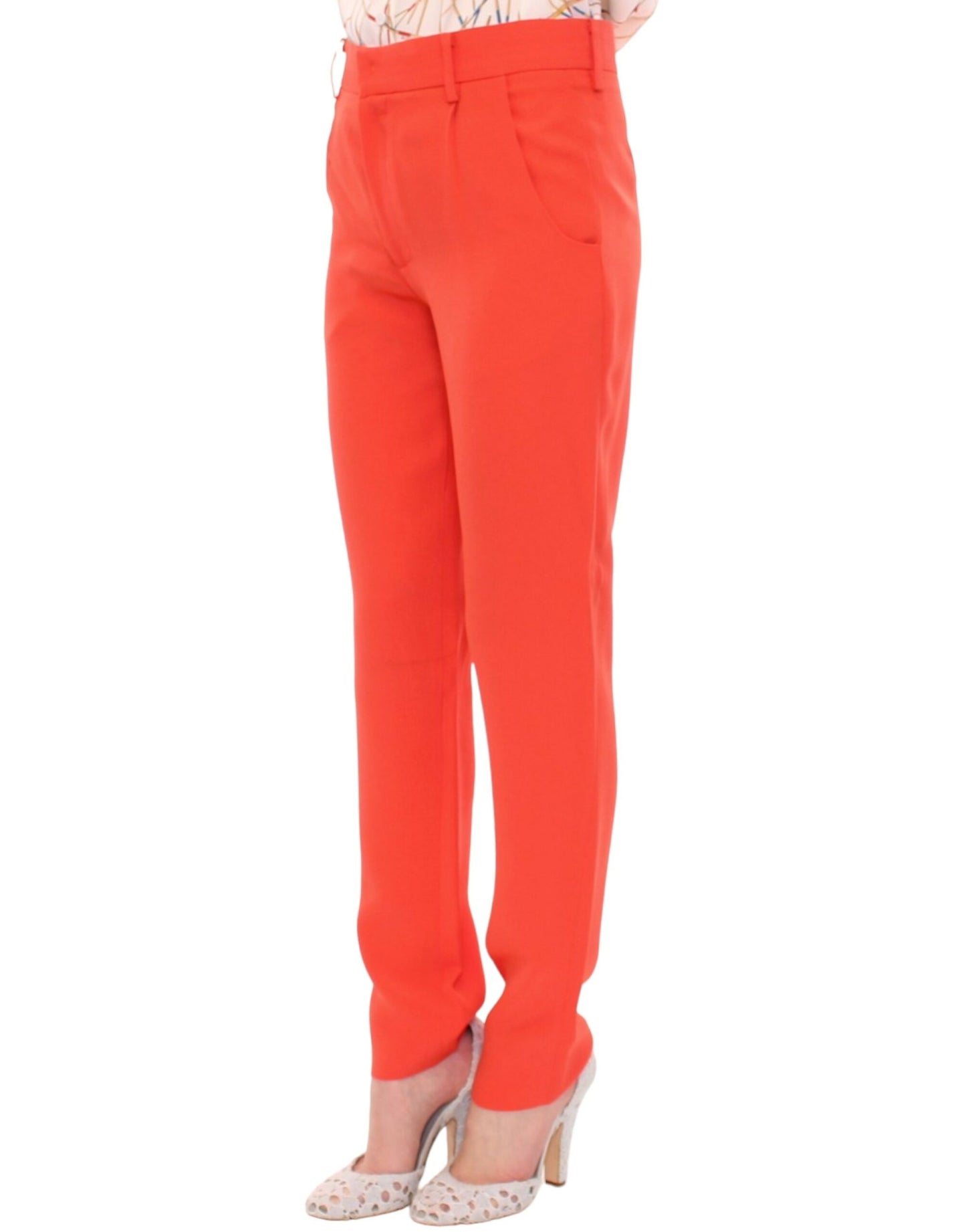 Pantalones boyfriend elegantes de color naranja - Elaborados en Italia