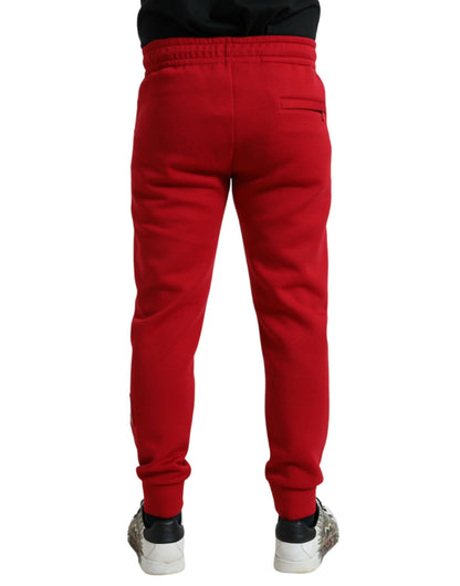 Pantalones deportivos de mezcla de algodón de color rojo intenso