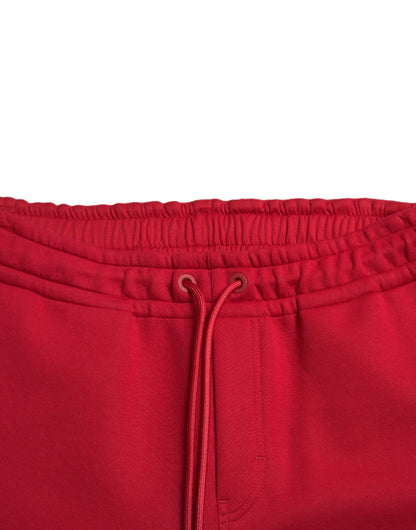 Pantalones deportivos de mezcla de algodón de color rojo intenso