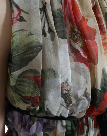 Florales, elegantes Minikleid aus Seidenchiffon