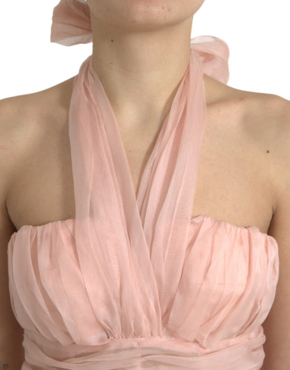 Elegantes Neckholder-Midikleid aus Seidenchiffon