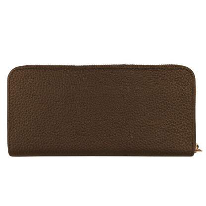 Exquisita cartera de piel con cremallera en color marrón