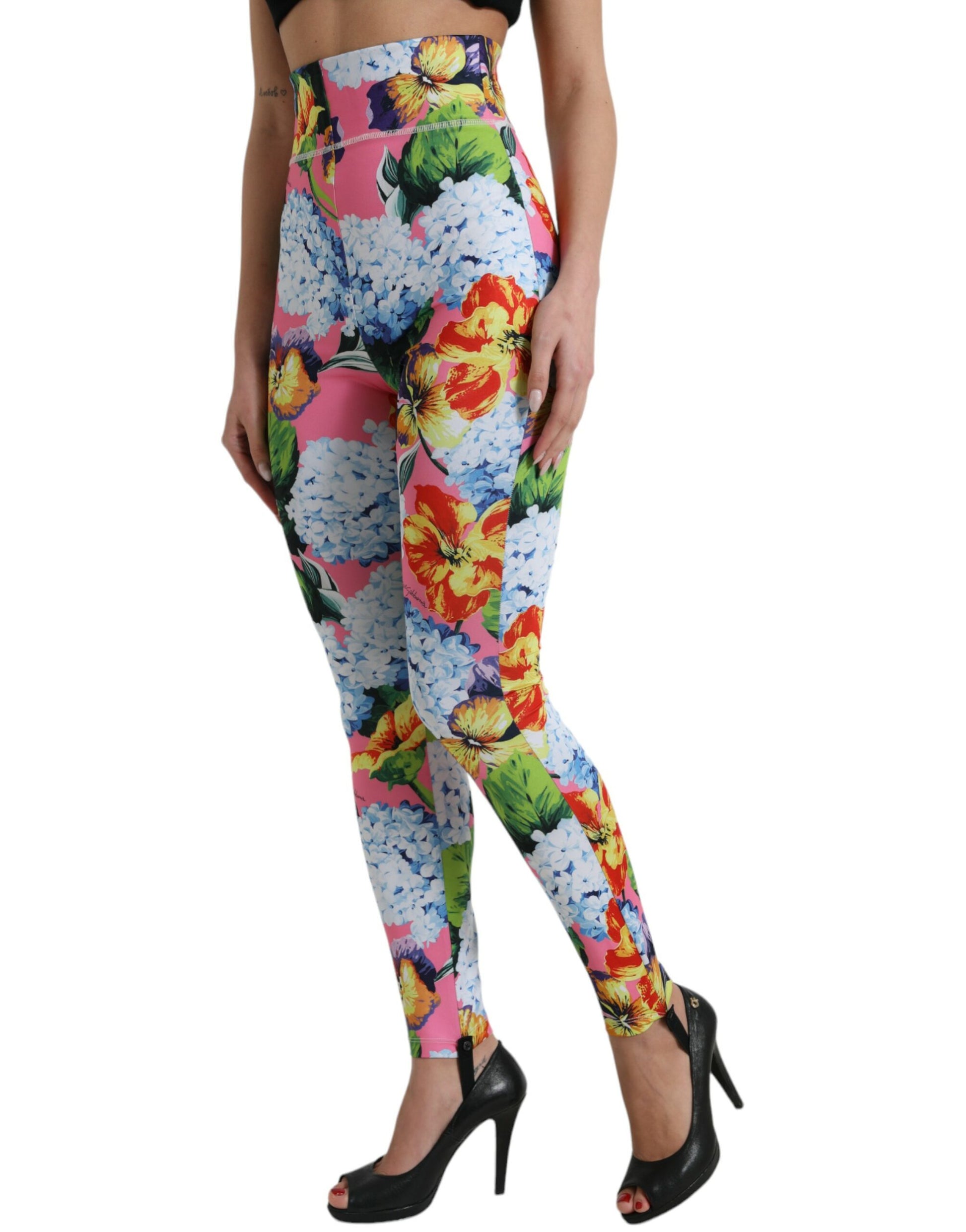 Exquisite Leggings mit Blumenmuster und hoher Taille