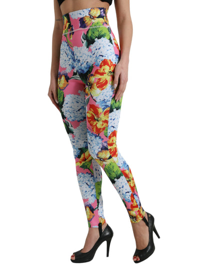Exquisite Leggings mit Blumenmuster und hoher Taille