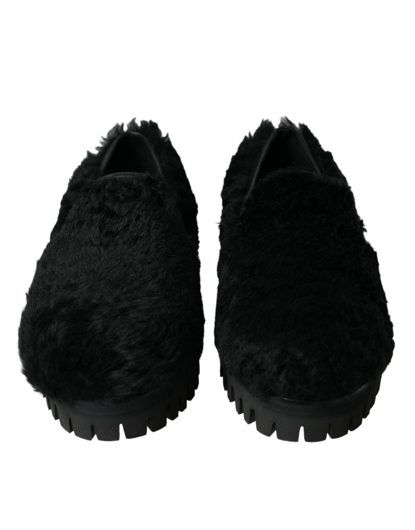 Elegante schwarze Slipper aus Fell für Herren