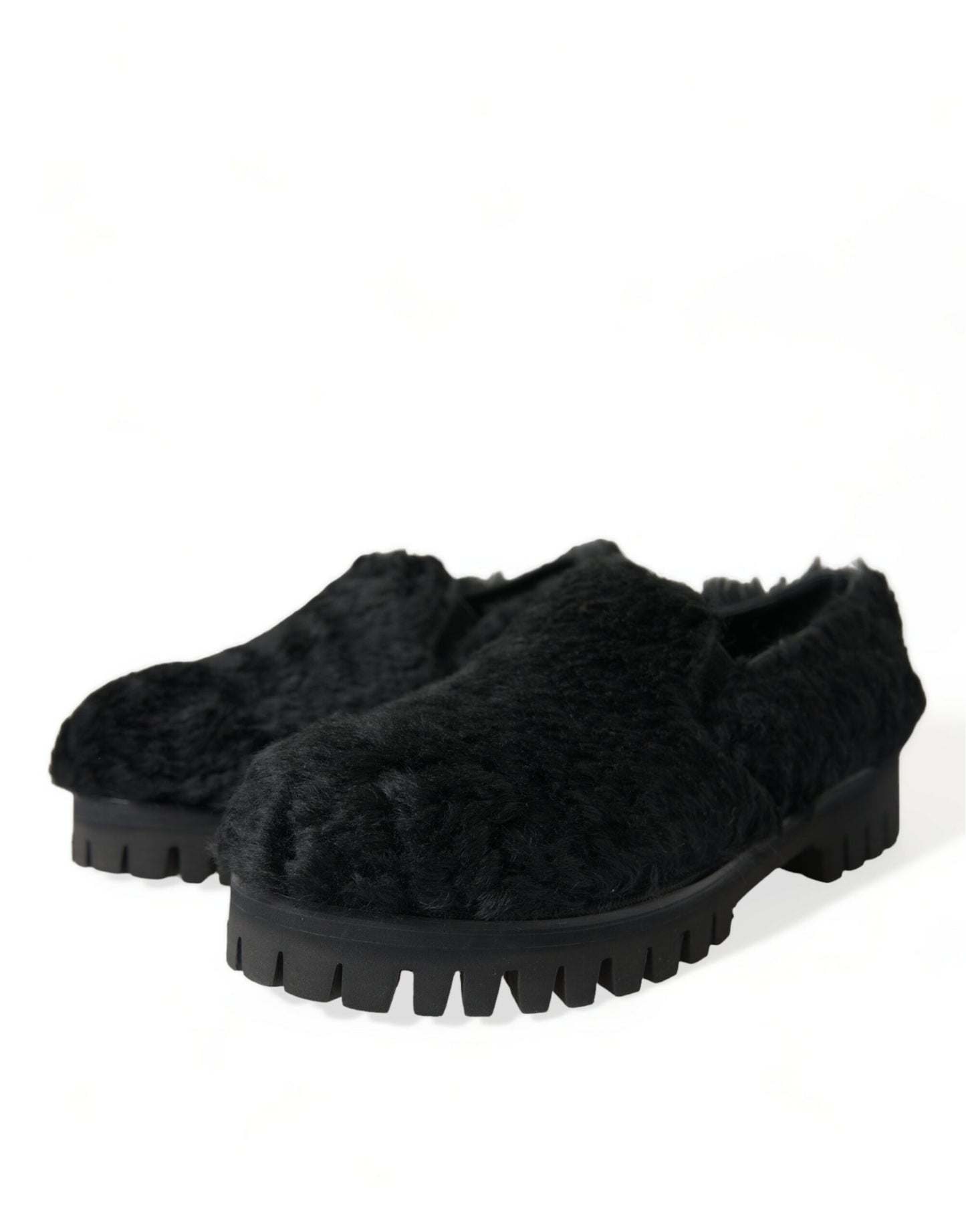 Elegante schwarze Slipper aus Fell für Herren