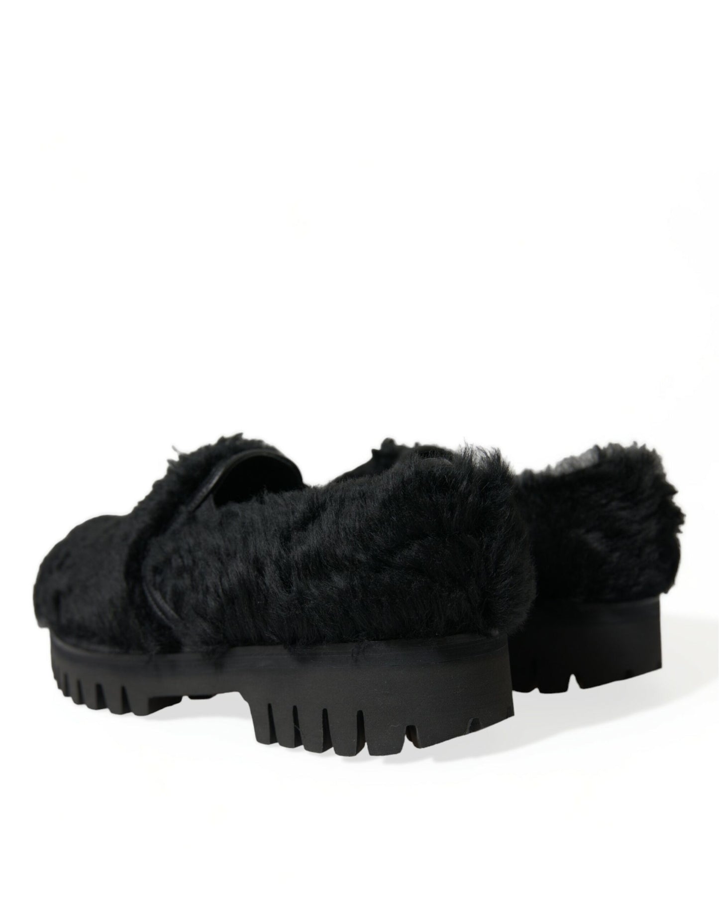 Elegante schwarze Slipper aus Fell für Herren