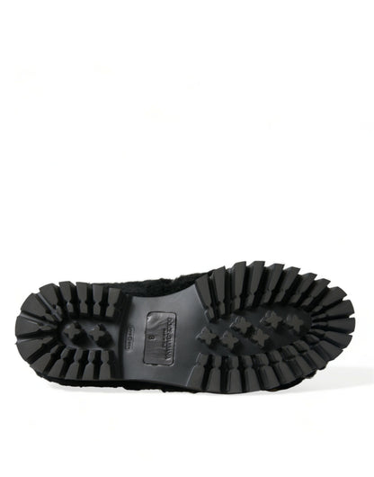 Elegante schwarze Slipper aus Fell für Herren