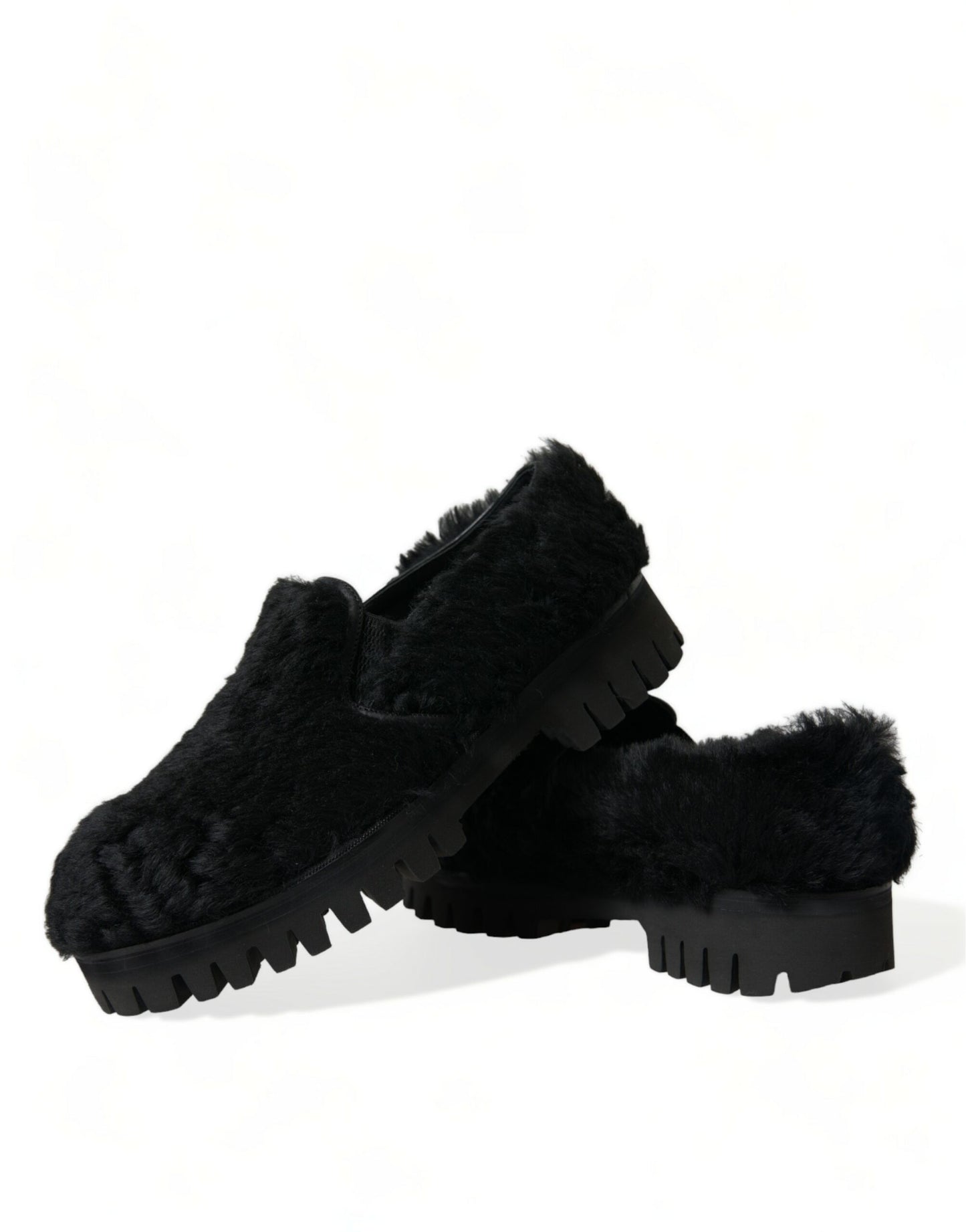 Elegante schwarze Slipper aus Fell für Herren