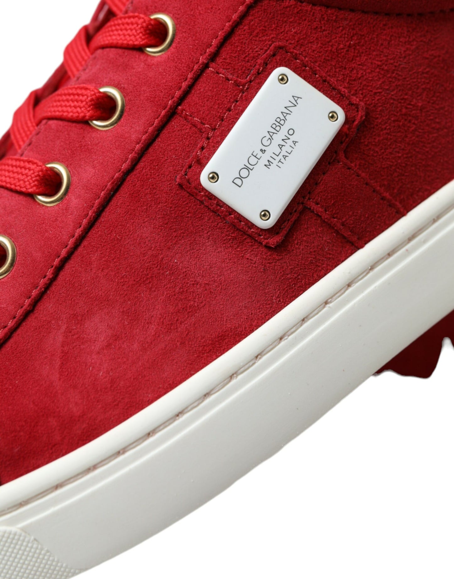Red Suede Leather Men Low Top Sneakers Shoes